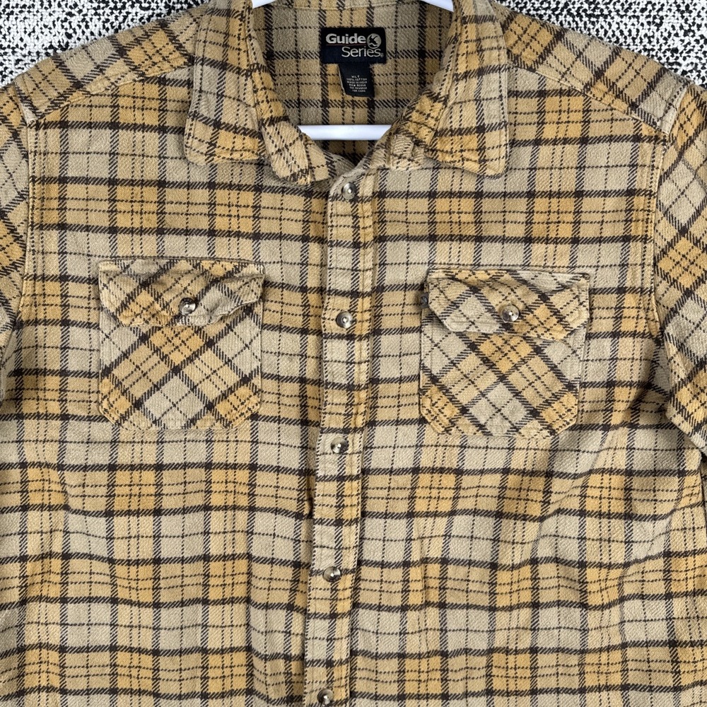 Gander‎ Mountain Guide Series Flannel Long Sleeve Shirt Mens XLT Yellow Plaid